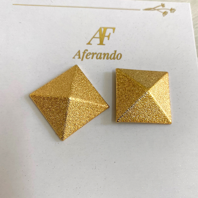 Aferando Matt Gold Pyramid Stud Earrings For Women