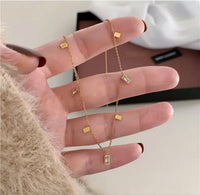 Anti-Tarnish 18K Gold Plated Dainty Crystal Dangling Minimal Necklace For Women — Daily Wear