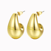 Elegant Water Droplets Gold Plated Hoop Style Stud Earring