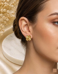 18K Gold Plated Anti-Tarnish Floral Stud Earrings – Stainless Steel Minimal Earrings