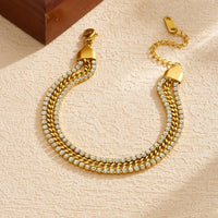 18K Gold Plated Anti-Tarnish Triple Layer Zircon Bracelet