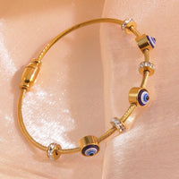 Evil Eye Protection 18K Gold Plated Stainless Steel Magnet Twist Bracelet
