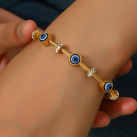 Evil Eye Protection 18K Gold Plated Stainless Steel Magnet Twist Bracelet