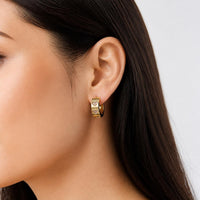 18K Gold Plated Heart Rhinestone Hoop Earrings for Women