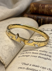 18K Gold Plated Zircon Leaf Bangle Bracelet for Women – 304 Stainless Steel