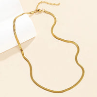 Anti-Tarnish 18K Gold Plated Herringbone Snake Chain Necklace For Women — Stackable