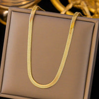 Anti-Tarnish 18K Gold Plated Herringbone Snake Chain Necklace For Women — Stackable