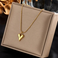 18K Gold Plated Anti-Tarnish Stainless Steel Heart Pendant Necklace