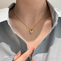 18K Gold Plated Anti-Tarnish Stainless Steel Heart Pendant Necklace