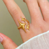 18K Gold Plated Anti-Tarnish Star Burst Ring for Women