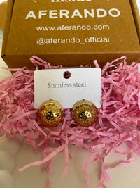 18K Gold Plated Stainless Steel Dotted Pattern Round Shape Stud Earring