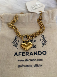 18K Gold Plated Stainless Steel Heart Drop Chain Bracelet