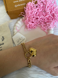 18K Gold Plated Stainless Steel Heart Drop Chain Bracelet