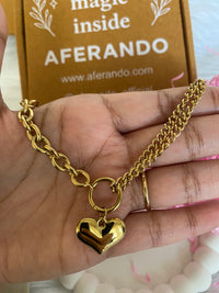 18K Gold Plated Stainless Steel Heart Drop Chain Bracelet