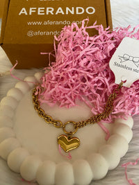 18K Gold Plated Stainless Steel Heart Drop Chain Bracelet