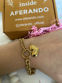 18K Gold Plated Stainless Steel Heart Drop Chain Bracelet