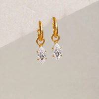 18K Gold Plated Zircon Drop Hoop Earrings for Women – 316 Stainless Steel