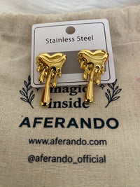 304 Stainless Steel 18K Gold Plated Dripping Heart Stud Earrings