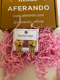 304 Stainless Steel 18K Gold Plated Dripping Heart Stud Earrings