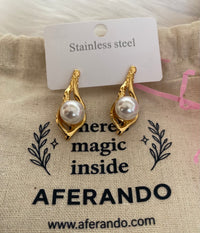 304 Stainless Steel Pearl Drift Sculpted Earrings