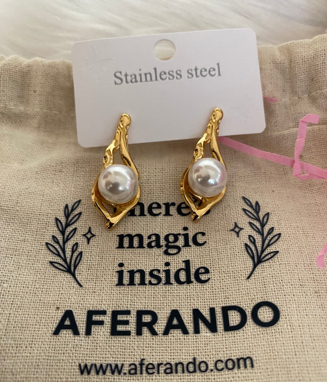 304 Stainless Steel Pearl Drift Sculpted Earrings