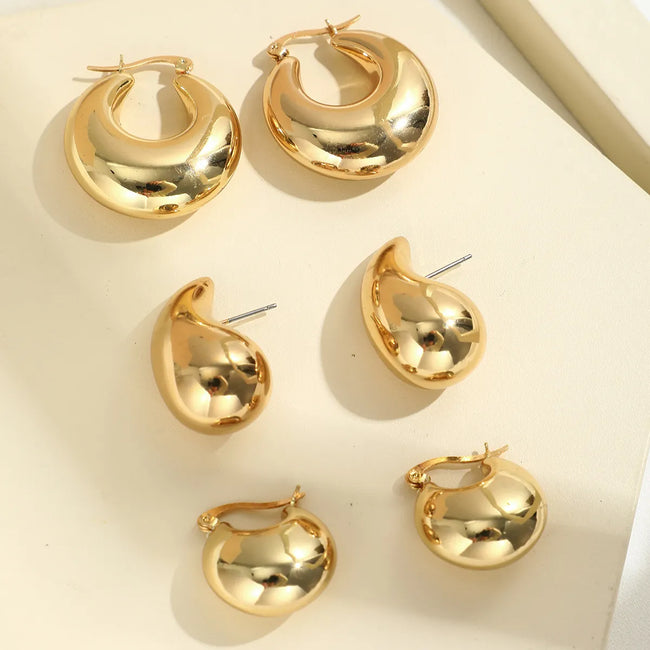 Aferando Gold Plated Earring Combo Set - Pack of Three Hoops and Stud Earrings