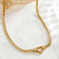 Aferando Heart Lock Cuban Chain Necklace – Gold Plated Stainless Steel Anti-Tarnish