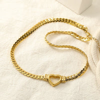 Aferando Heart Lock Cuban Chain Necklace – Gold Plated Stainless Steel Anti-Tarnish