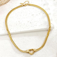 Aferando Heart Lock Cuban Chain Necklace – Gold Plated Stainless Steel Anti-Tarnish