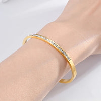 Aferando Luxe Line Diamond-Style Bangle Bracelet – Gold Plated Stainless Steel Anti-Tarnish