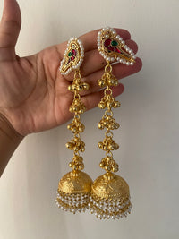 Aferando Noor Ghungroo Pearl Drop Jhumka Earrings