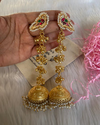 Aferando Noor Ghungroo Pearl Drop Jhumka Earrings