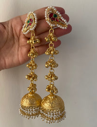 Aferando Noor Ghungroo Pearl Drop Jhumka Earrings
