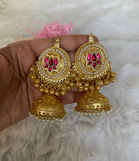 Aferando Rani Lotus Pearl Jhumka Earrings
