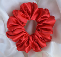 Aferando Red Premium Satin Scrunchie Regular Fluffy  Size - Soft & Silky Hair Accessory