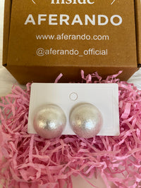 Aferando Oversized Uneven Texture White Pearl Statement Stud Earrings for Women