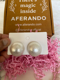 Aferando Oversized Uneven Texture White Pearl Statement Stud Earrings for Women