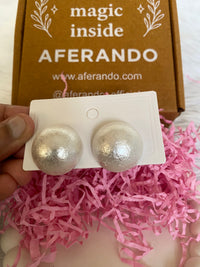 Aferando Oversized Uneven Texture White Pearl Statement Stud Earrings for Women