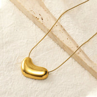 Anti-Tarnish 18K Gold Plated Bean Minimal Pendant Necklace For Women