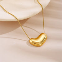 Anti-Tarnish 18K Gold Plated Bean Minimal Pendant Necklace For Women