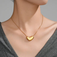 Anti-Tarnish 18K Gold Plated Bean Minimal Pendant Necklace For Women