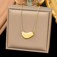 Anti-Tarnish 18K Gold Plated Bean Minimal Pendant Necklace For Women