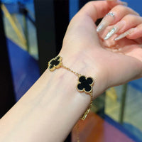 Anti-Tarnish 18K Gold Plated Black Clover Charm Bracelet – Stainless Steel
