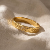 Anti-Tarnish 18K Gold Plated Hammered Rhinestone Bangle for Women – 304 Stainless Steel