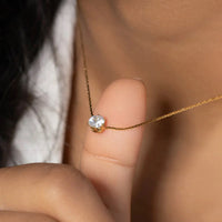 Anti-Tarnish 18K Gold Plated Stainless Steel Zircon Diamond Pendant Necklace for Women