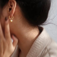 304 Stainless Steel 18K Gold-Plated Heart Drop Hoop Earrings