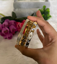 Anti-Tarnish Bangle Bracelet Stack Set - Rhinestone, Bloom & Evil Eye Bangle Stack