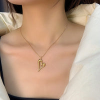 Big Heart Shape Pendent 18K Gold Plated Stainless Steel Necklace
