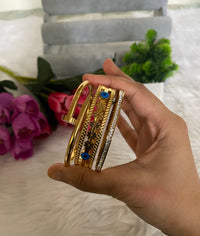 Anti-Tarnish Bracelet Stack Set of 3 - Nail, Evil Eye & Diamond Bangle Stack