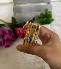 Anti-Tarnish Bracelet Stack Set of 3 - Nail, Evil Eye & Diamond Bangle Stack